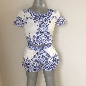 Blue and white two piece